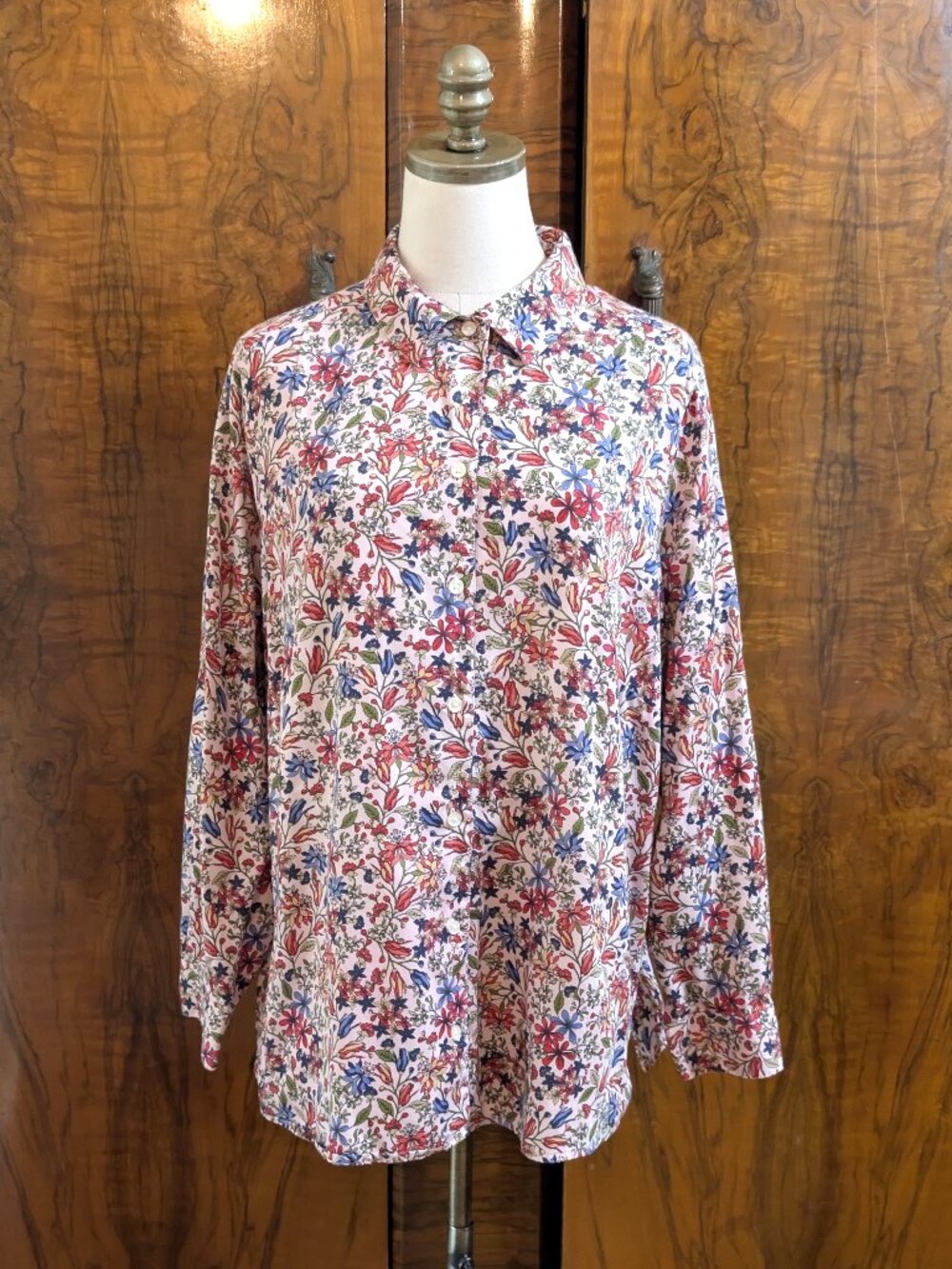 FOXCROFT for Appleseeds Wrinkle Free Blouse Shirt Size 16W Ditsy Floral Garden